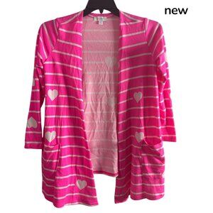 Lularoe neon pink with hearts cardigan sweater